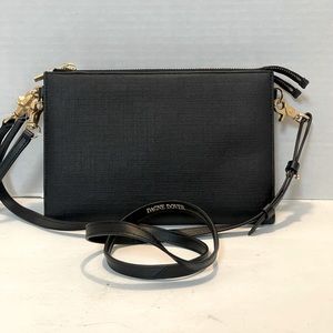 DAGNE DOVER Essentials Black Coated Canvas Organizer Crossbody Purse